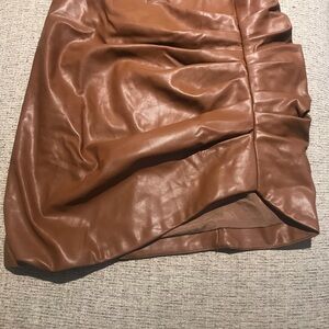 Elegant Tan Leather Mini Skirt